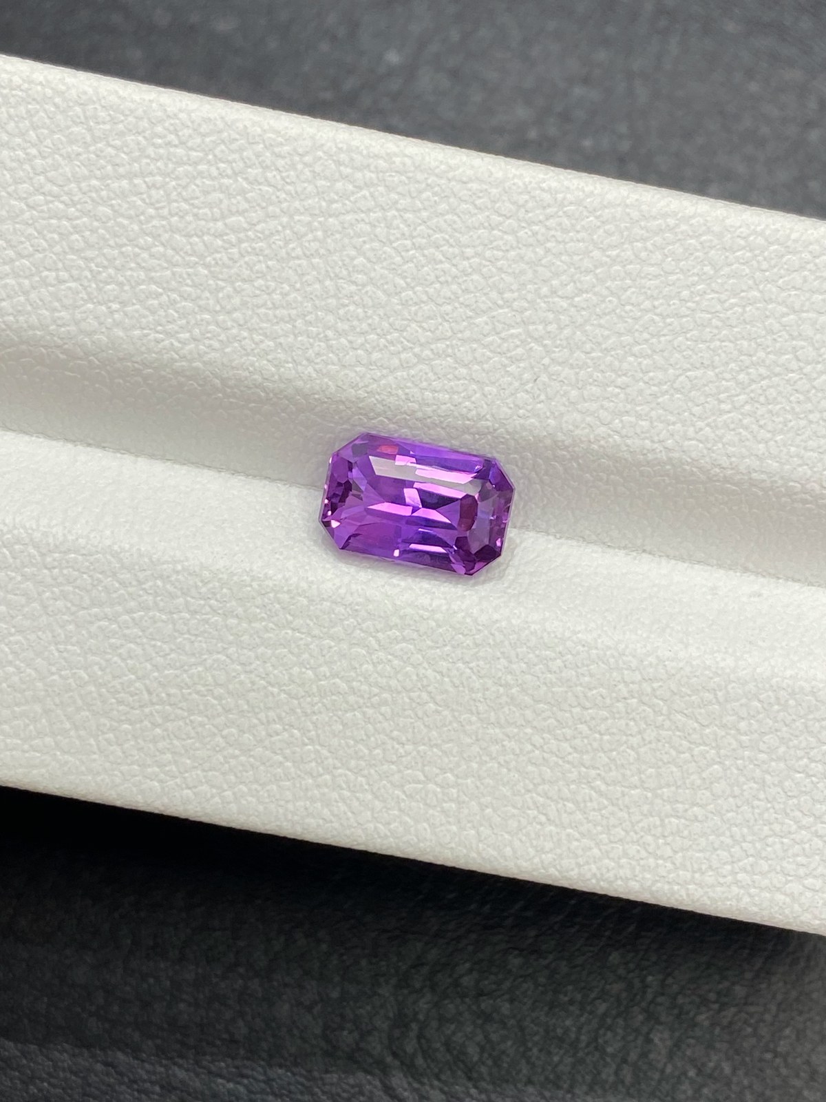 2.14 carat Vivid Purple Sapphire Emerald Cut Stone Image 3
