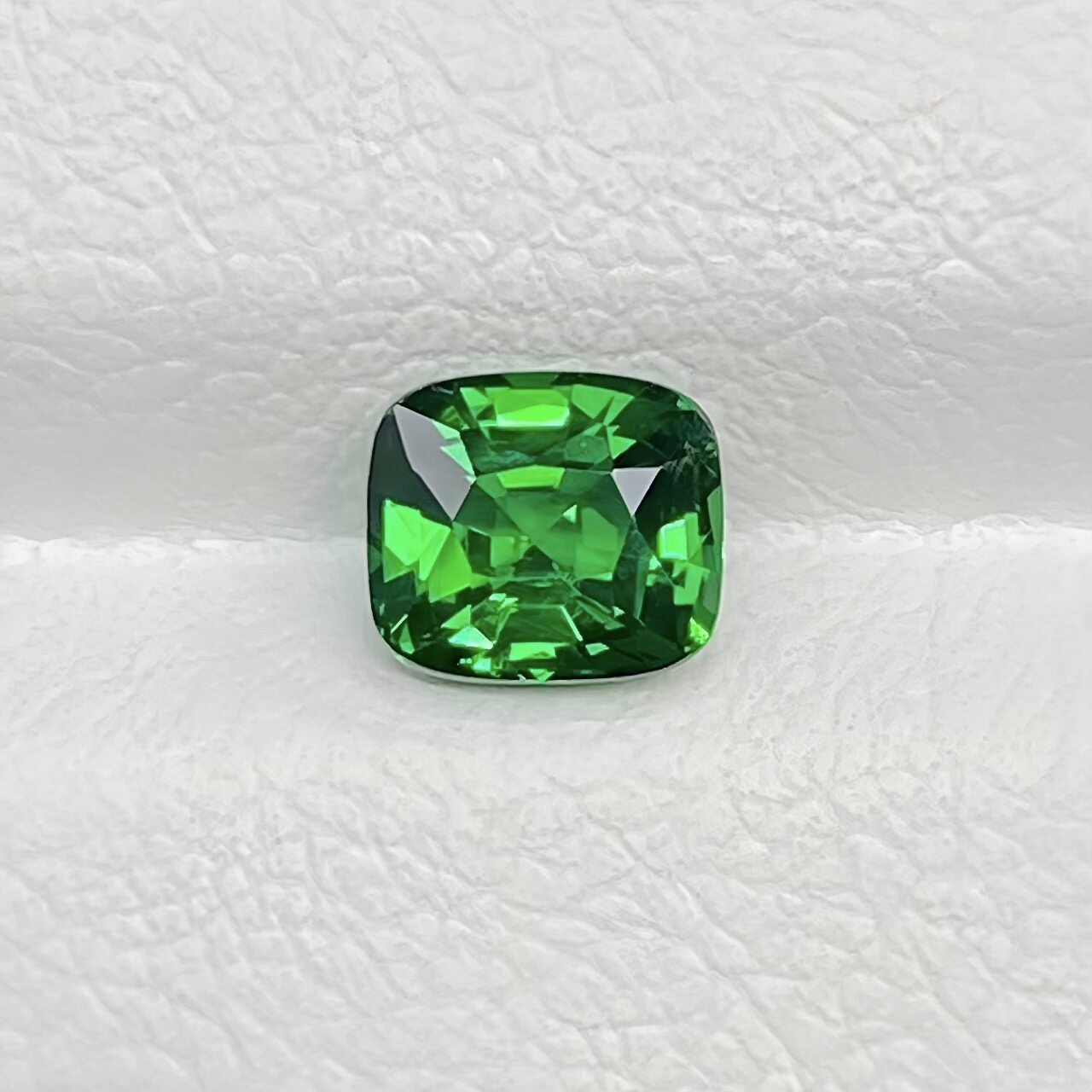 0.99 Carat Cazzani Green Tsavorite Loose Stone, Cushion Cut, Unhandled