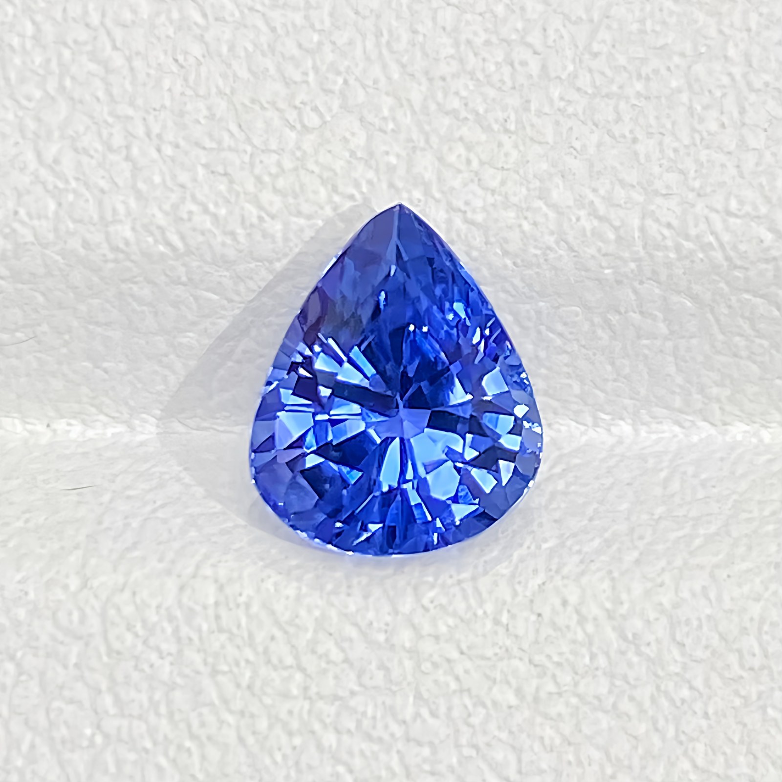 2.17 ct Cornflower Blue Sapphire Tear Drop, Full Clarity, GUILD certification.